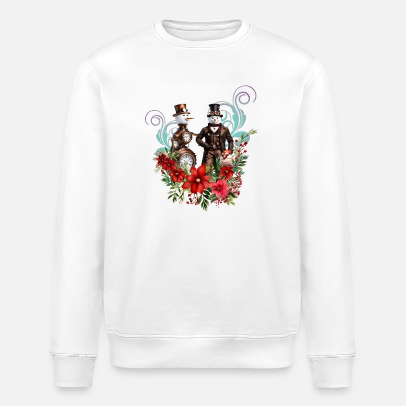Steampunk Schneemann - Stanley/Stella Unisex Bio-Sweatshirt ROLLER - Weiß