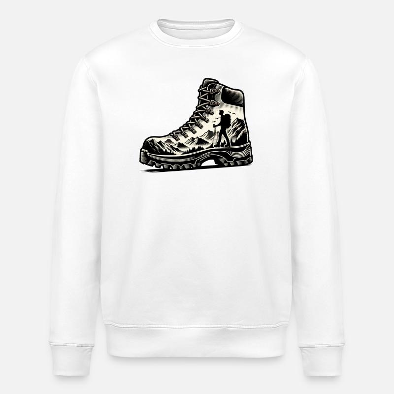 Drawing Hiker Bergwanderschuh - Stanley/Stella Unisex Bio-Sweatshirt ROLLER - Weiß