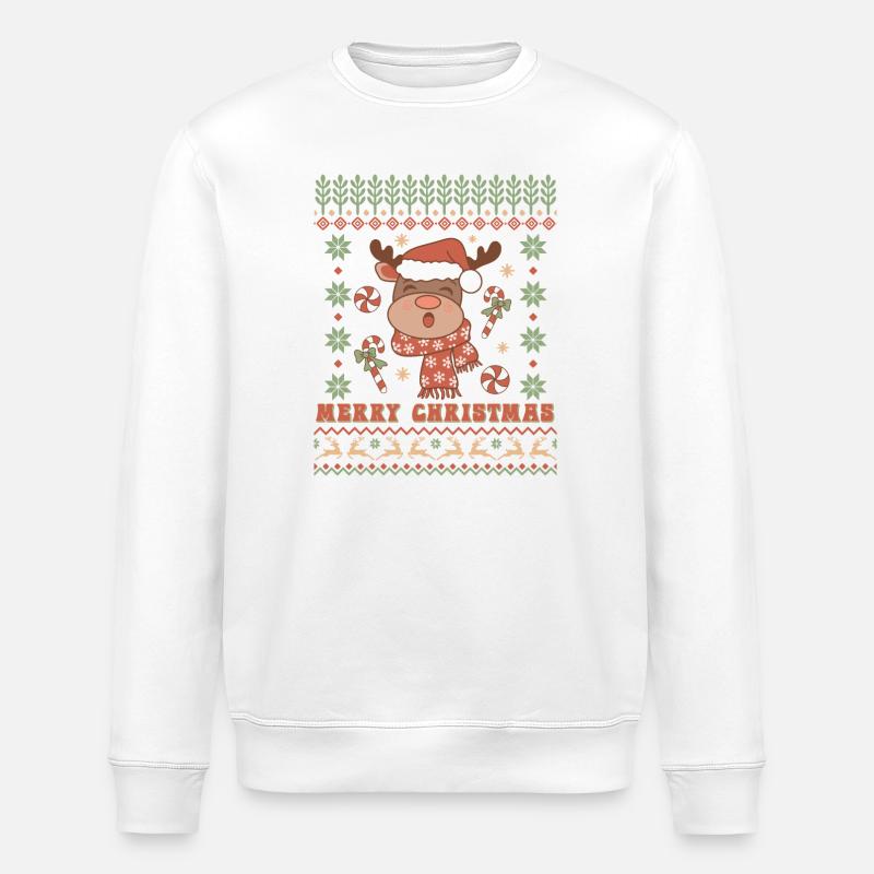 Pull de Noël moche - Sweat bio ROLLER Stanley/Stella Unisexe - blanc