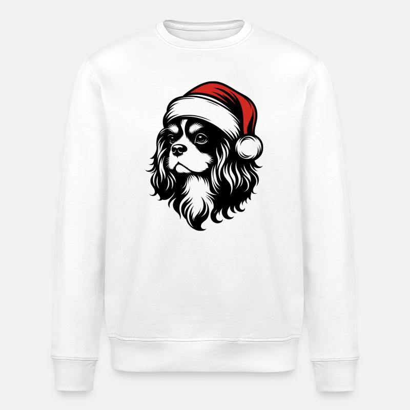 Cavalier King Christmas - Elegant Gift - Stanley/Stella ROLLER Unisex Organic Sweatshirt - white