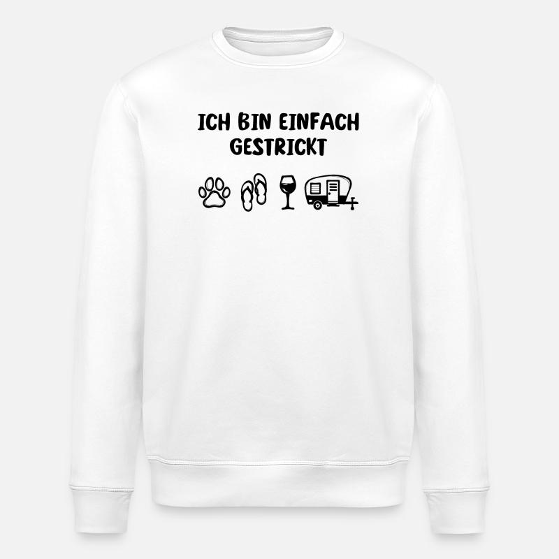 Relaxen Wanderer Camping Statement Wohnwagen - Stanley/Stella Unisex Bio-Sweatshirt ROLLER - Weiß