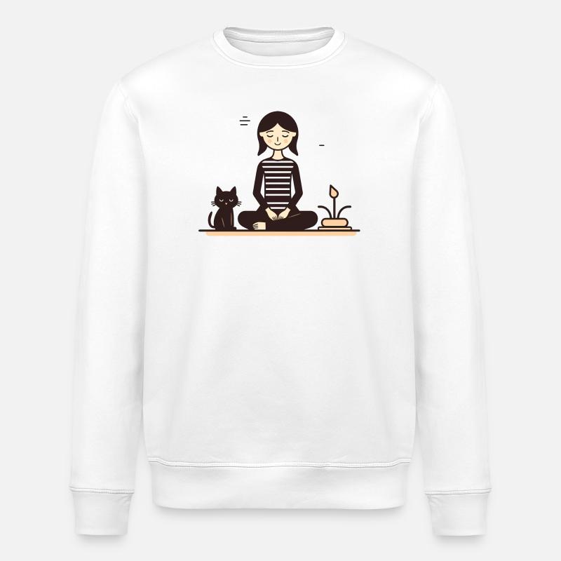 Se détendre avec un chat - Sweat bio ROLLER Stanley/Stella Unisexe - blanc