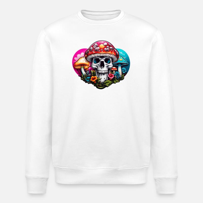 Champignon crâne - Sweat bio ROLLER Stanley/Stella Unisexe - blanc