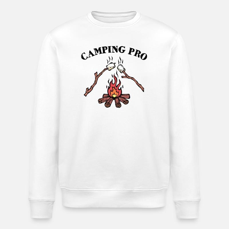 Campfire Campsite Statement Camping Camper - Stanley/Stella ROLLER Unisex Organic Sweatshirt - white