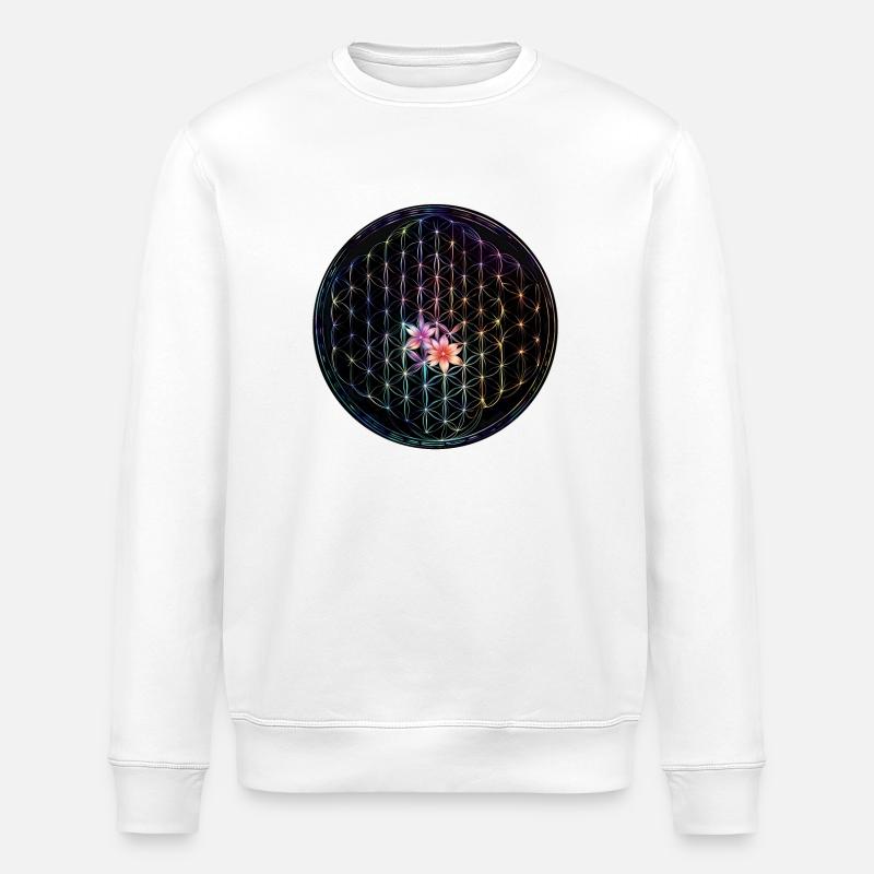 Fleur de vie arc-en-ciel Design - Sweat bio ROLLER Stanley/Stella Unisexe - blanc