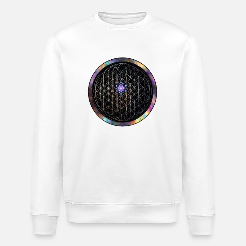 Blume der Leben Kosmos Kreis - Stanley/Stella Unisex Bio-Sweatshirt ROLLER - Weiß