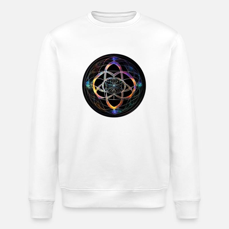 Blume der Geometrie im Licht - Stanley/Stella Unisex Bio-Sweatshirt ROLLER - Weiß