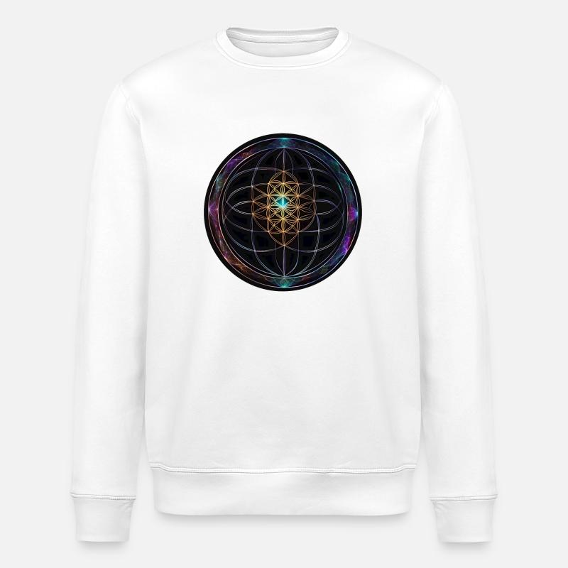 Metatron Discs Mandala Glow - Stanley/Stella ROLLER Unisex Organic Sweatshirt - white
