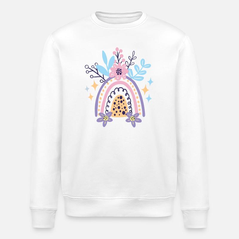 Floraison arc-en-ciel pastel - Sweat bio ROLLER Stanley/Stella Unisexe - blanc