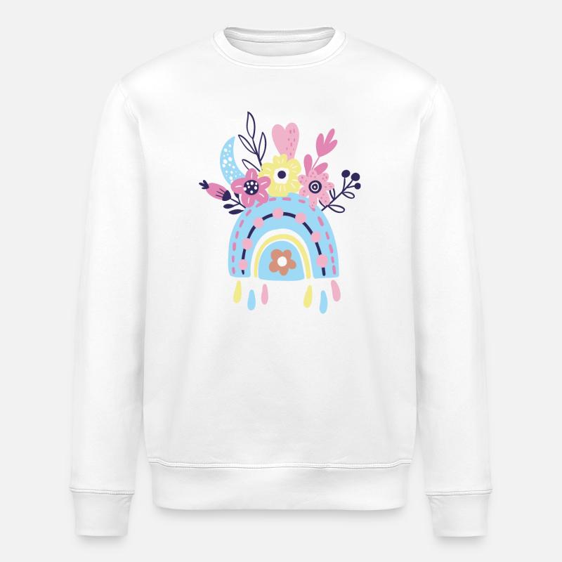 Pastel arc-en-ciel Arc floral - Sweat bio ROLLER Stanley/Stella Unisexe - blanc
