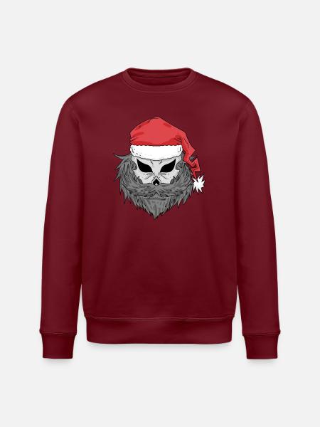 Santa Claus Skull - Stanley/Stella ROLLER Unisex Organic Sweatshirt - white