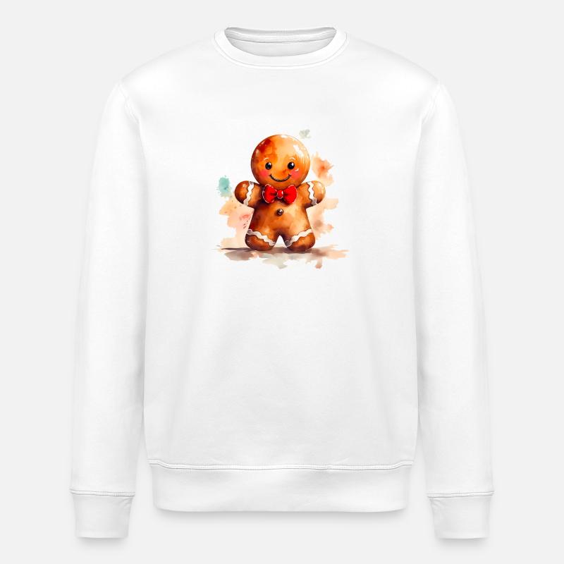 Aquarell Lebkuchenmann - Stanley/Stella Unisex Bio-Sweatshirt ROLLER - Weiß