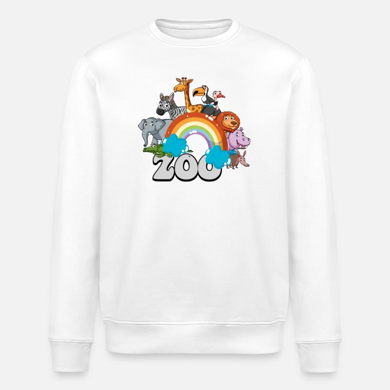 Rainbow Zoo Parade - Stanley/Stella ROLLER Unisex Organic Sweatshirt - white