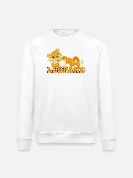 Leopard Cub Cartoon Pop Art - Stanley/Stella ROLLER Unisex Organic Sweatshirt - white