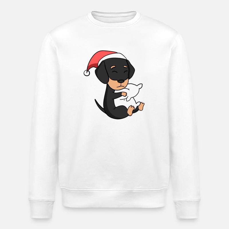 Teckel Chien Animal Noël - Sweat bio ROLLER Stanley/Stella Unisexe - blanc