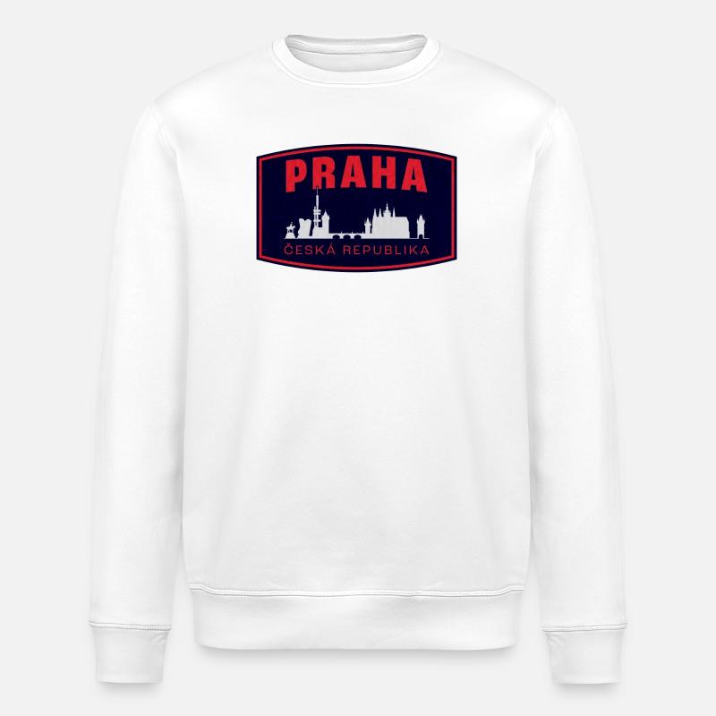 Praha Skyline Silhouette - Stanley/Stella Unisex Bio-Sweatshirt ROLLER - Weiß