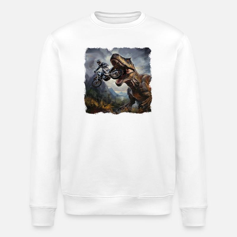 T Rex Motorradfahrer - Stanley/Stella Unisex Bio-Sweatshirt ROLLER - Weiß