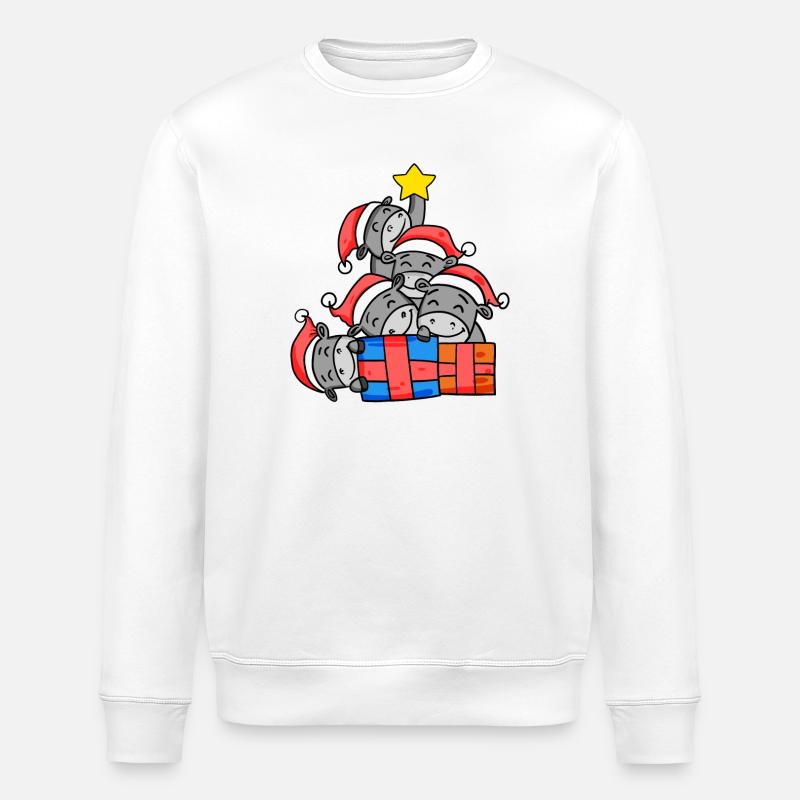 Donkey Christmas Tree Christmas - Stanley/Stella ROLLER Unisex Organic Sweatshirt - white