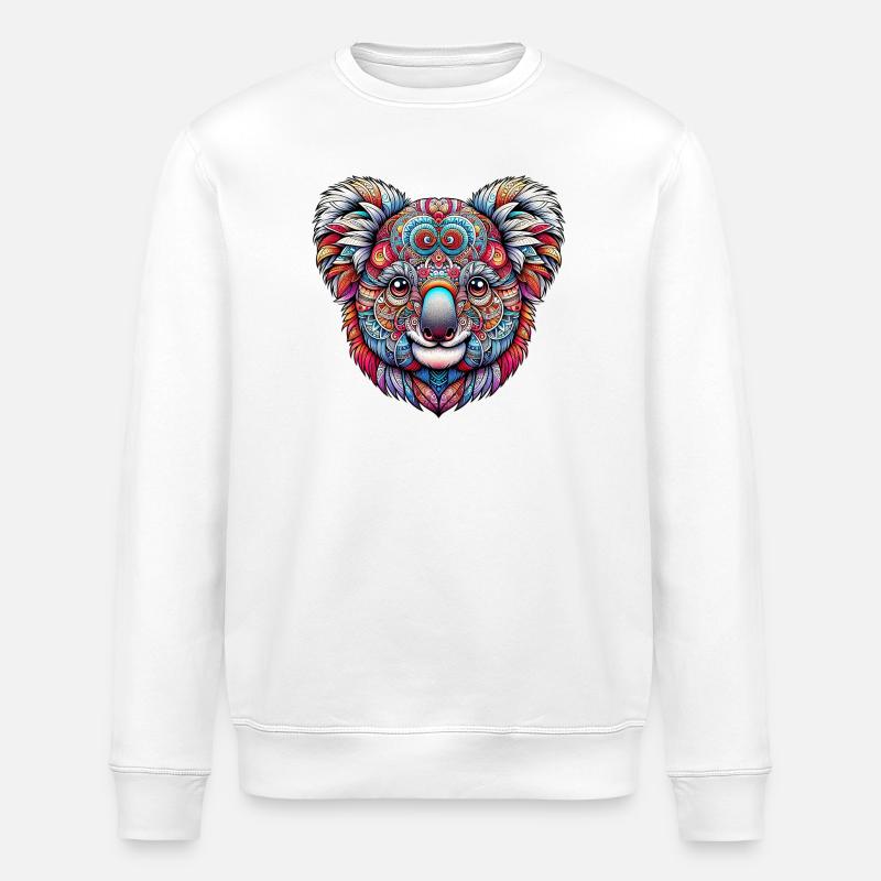 Koala mit Mandalas dekoriert - Stanley/Stella Unisex Bio-Sweatshirt ROLLER - Weiß