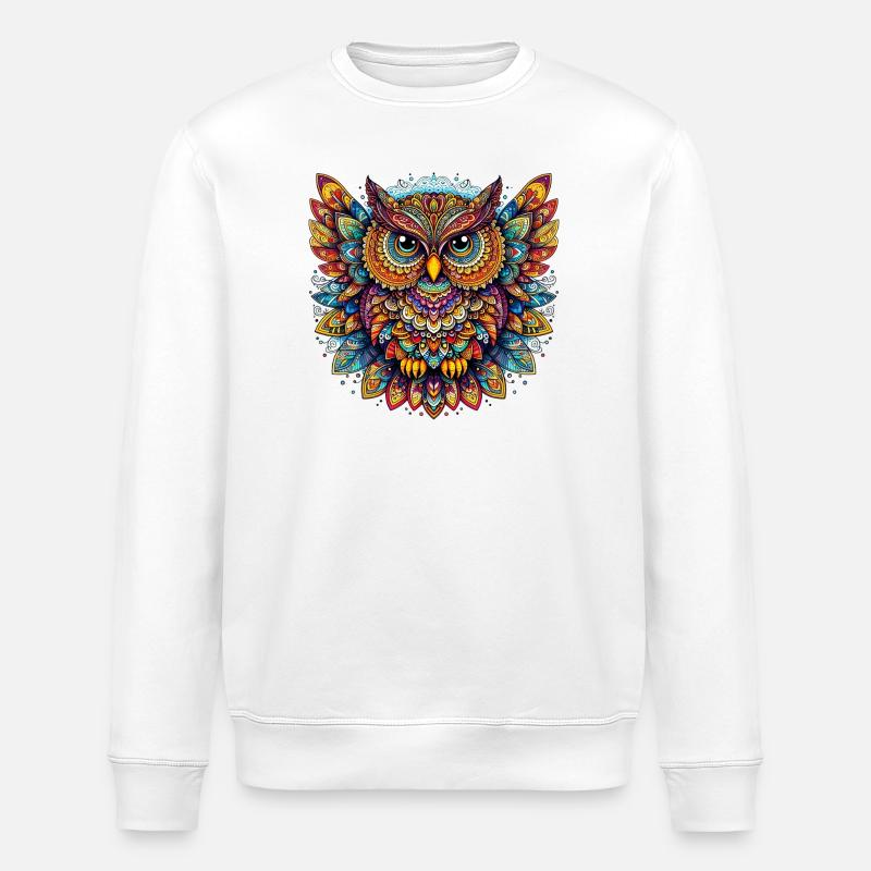 Eule mit Mandalas verziert - Stanley/Stella Unisex Bio-Sweatshirt ROLLER - Weiß