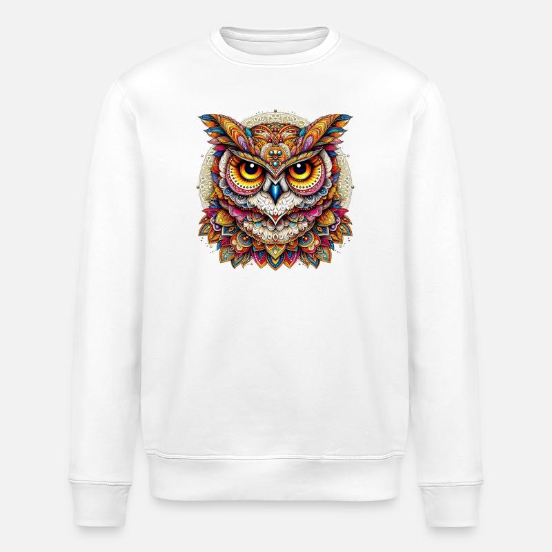 Eule mit Mandalas verziert - Stanley/Stella Unisex Bio-Sweatshirt ROLLER - Weiß