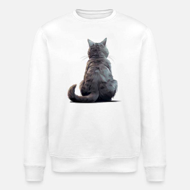 Chartreux Cat - Stanley/Stella ROLLER Unisex Organic Sweatshirt - white