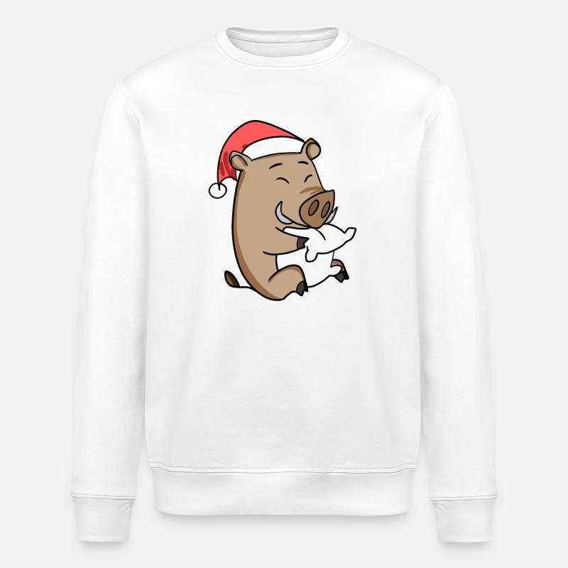 Sanglier Cochon de Noël - Sweat bio ROLLER Stanley/Stella Unisexe - blanc