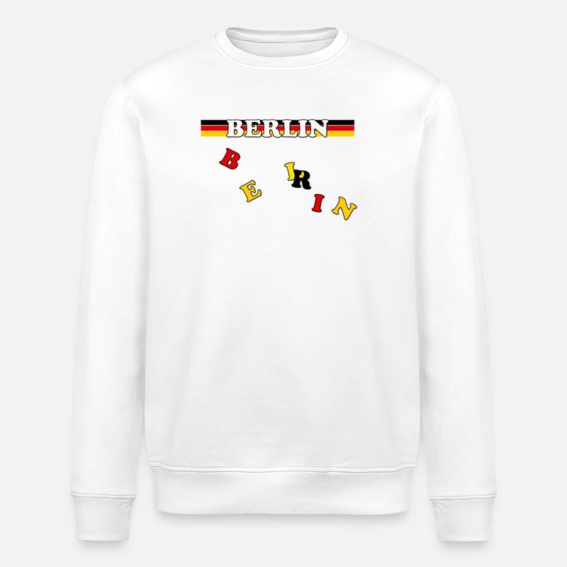 Berlin bandeau drapeau allemand lettres - Sweat bio ROLLER Stanley/Stella Unisexe - blanc