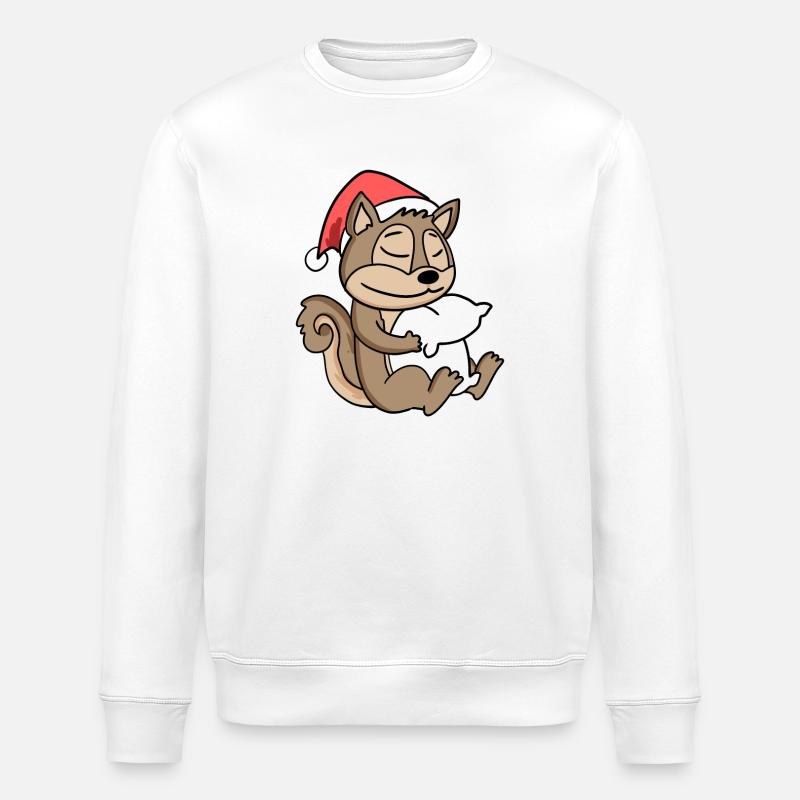 Écureuil Mignon Fatigué Noël - Sweat bio ROLLER Stanley/Stella Unisexe - blanc