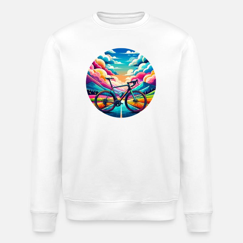 Rennrad in märchenhaften Farben - Stanley/Stella Unisex Bio-Sweatshirt ROLLER - Weiß
