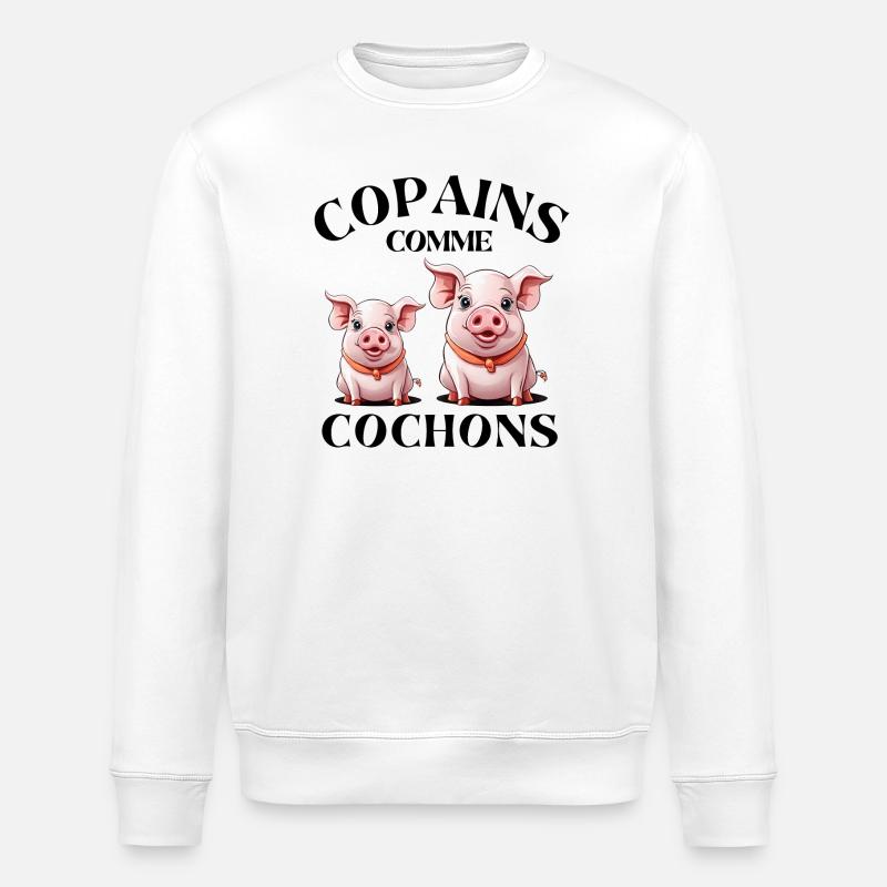 cochon, copains comme cochons, amitié - Sweat bio ROLLER Stanley/Stella Unisexe - blanc
