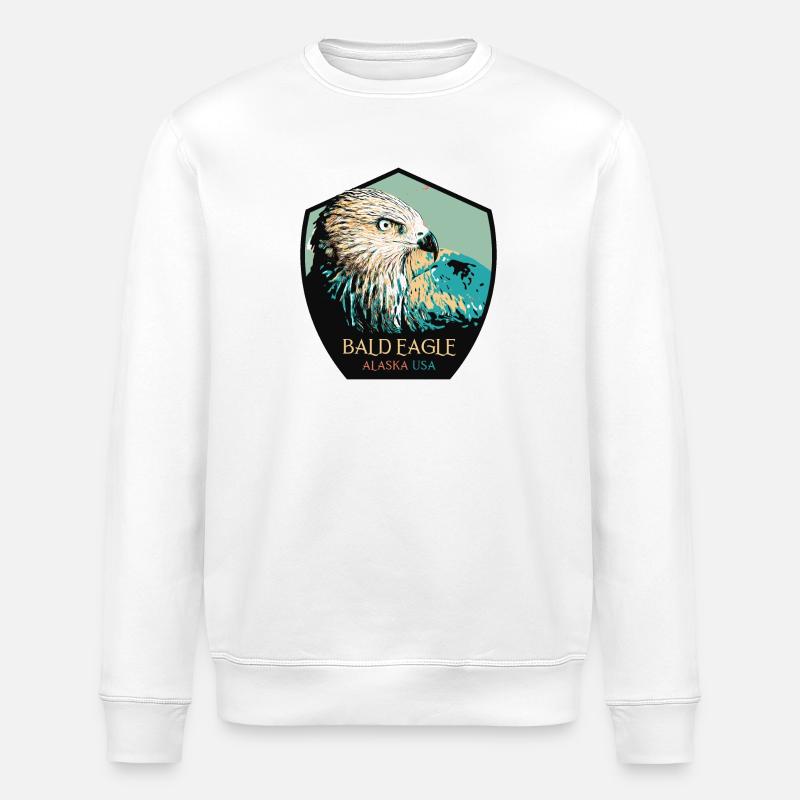 Alaskan Bald Eagle Portrait - Stanley/Stella ROLLER Unisex Organic Sweatshirt - white