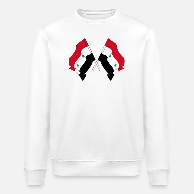 Two flags crossed from Syria - Stanley/Stella ROLLER Unisex Organic Sweatshirt - white