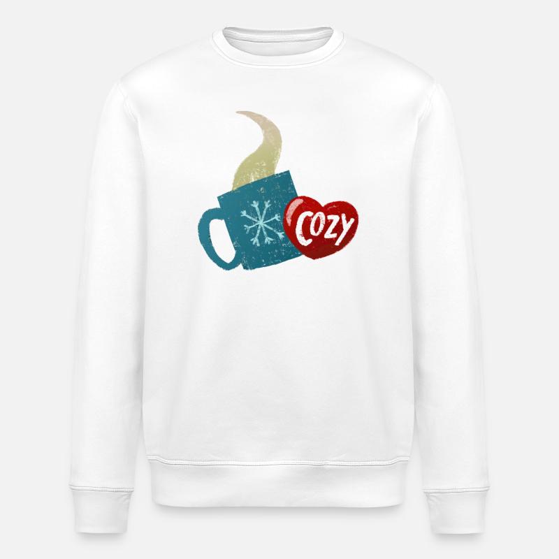 Mug sticker with hot tea - Stanley/Stella ROLLER Unisex Organic Sweatshirt - white