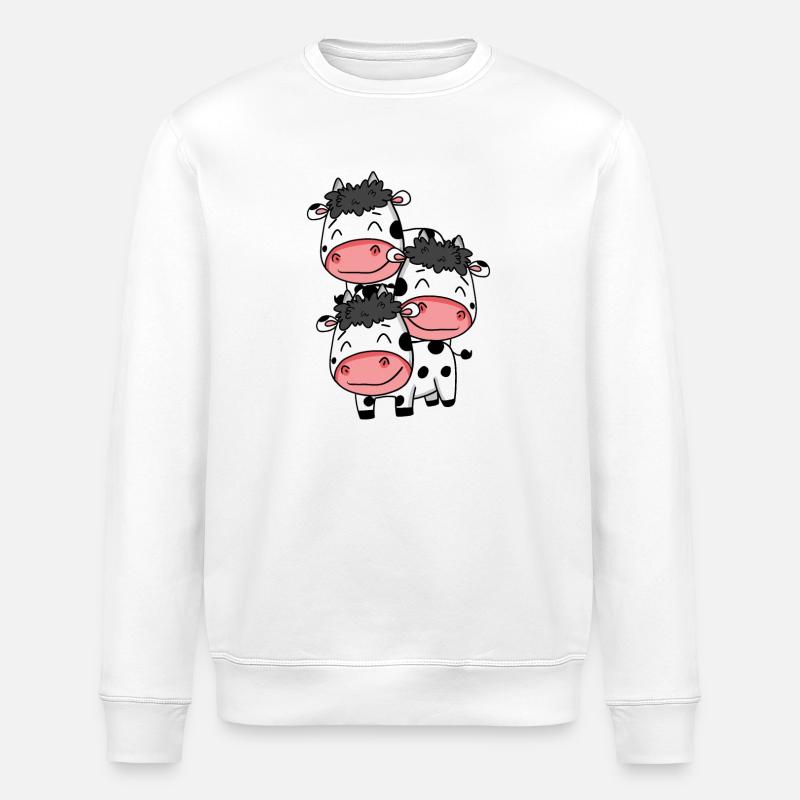 Cute Cows - Cow Motif - Stanley/Stella ROLLER Unisex Organic Sweatshirt - white