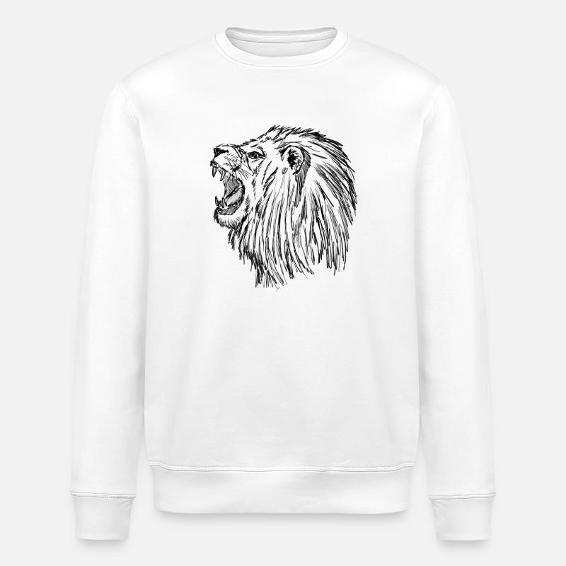 brüllender Löwe - schwarz - Stanley/Stella Unisex Bio-Sweatshirt ROLLER - Weiß