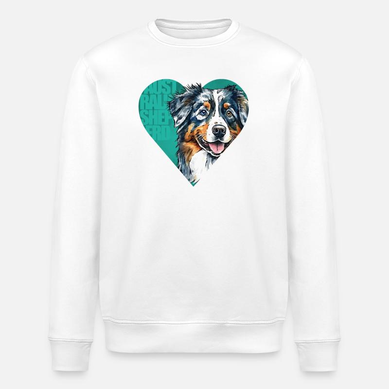 Portrait de berger australien - Sweat bio ROLLER Stanley/Stella Unisexe - blanc
