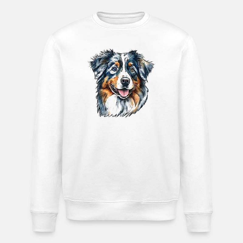 Australian Shepherd Portrait - Stanley/Stella Unisex Bio-Sweatshirt ROLLER - Weiß