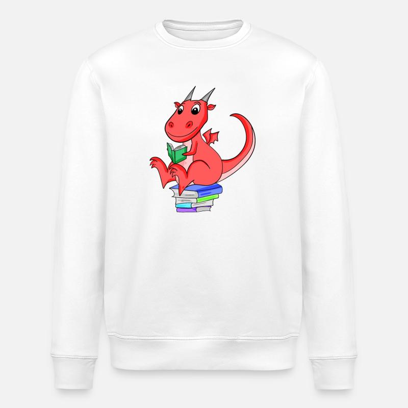 Bücher Drache Drachen - Stanley/Stella Unisex Bio-Sweatshirt ROLLER - Weiß
