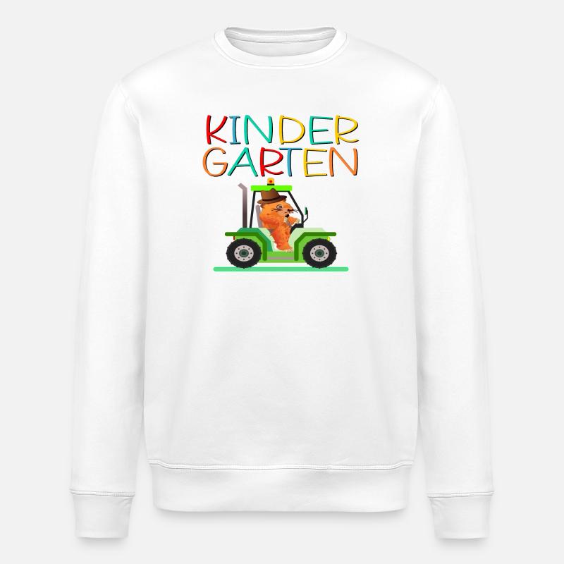 Kindergarten Kind Traktor - Stanley/Stella Unisex Bio-Sweatshirt ROLLER - Weiß