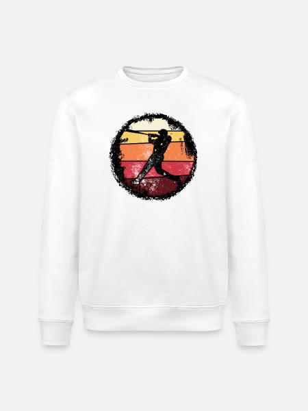 Baseball Sunset Silhouette - Stanley/Stella ROLLER Unisex Organic Sweatshirt - white