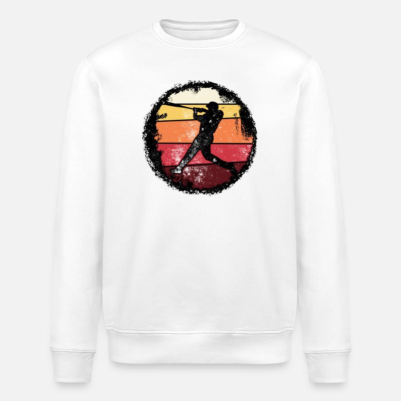 Baseball Sunset Silhouette - Stanley/Stella ROLLER Unisex Organic Sweatshirt - white