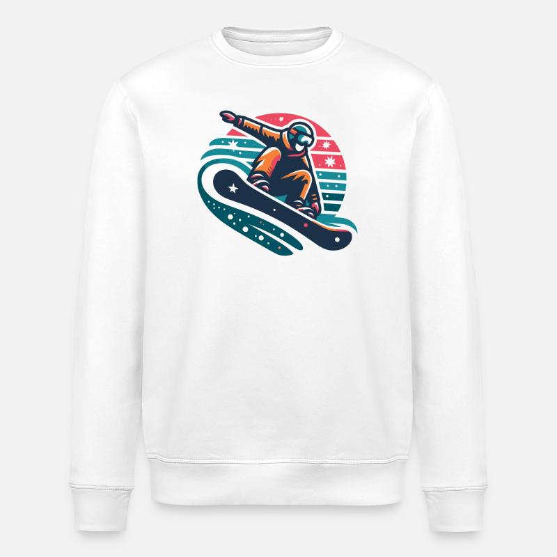 Illustration animée de snowboarder dynamique - Sweat bio ROLLER Stanley/Stella Unisexe - blanc