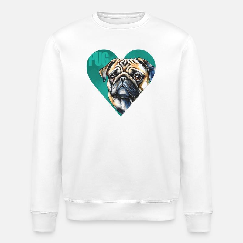 Mops Portrait - Stanley/Stella Unisex Bio-Sweatshirt ROLLER - Weiß