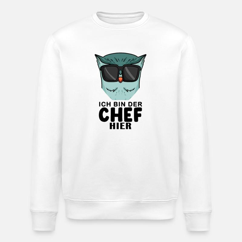 Chef Spruch mit Eule Motiv - Stanley/Stella Unisex Bio-Sweatshirt ROLLER - Weiß
