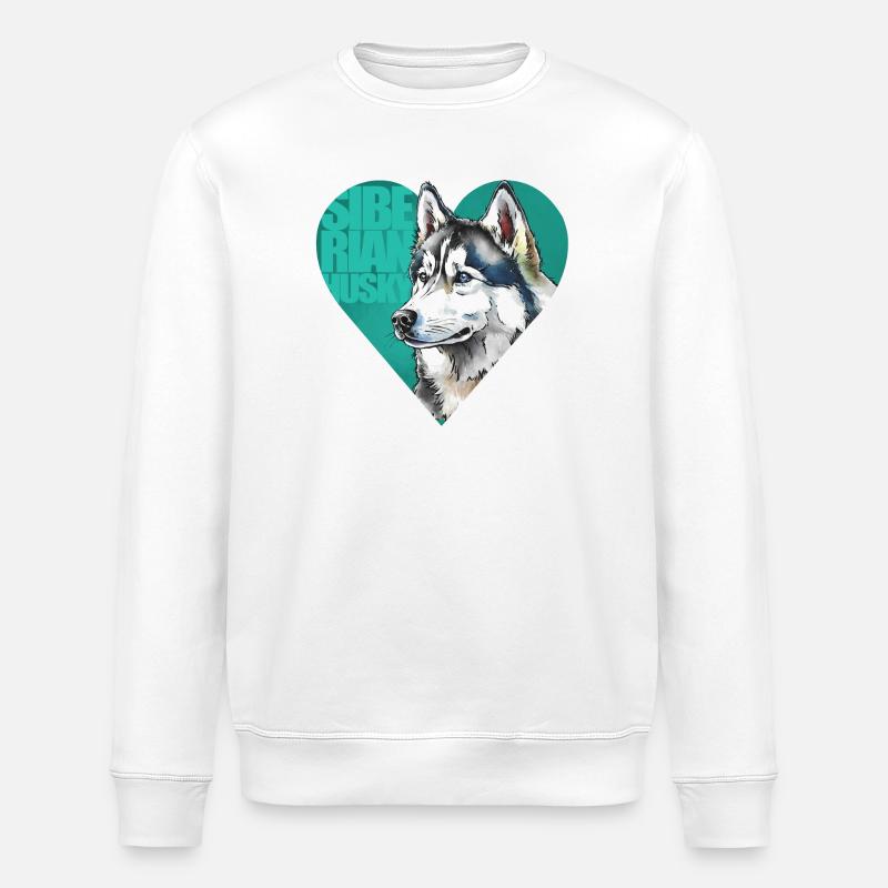 Portrait de Husky sibérien - Sweat bio ROLLER Stanley/Stella Unisexe - blanc