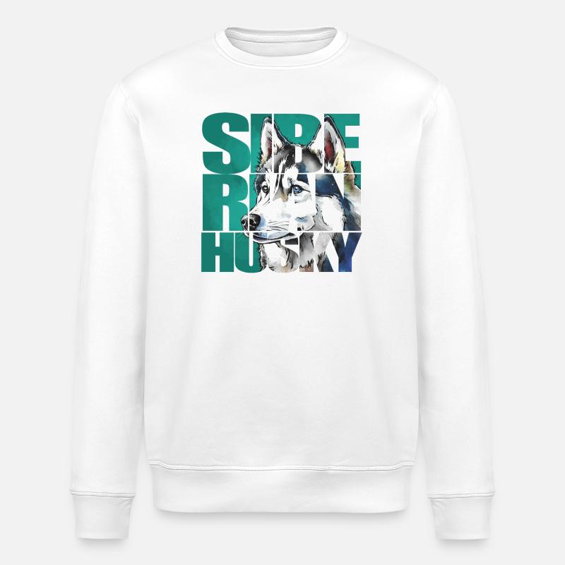 Sibirischer Husky Portrait - Stanley/Stella Unisex Bio-Sweatshirt ROLLER - Weiß