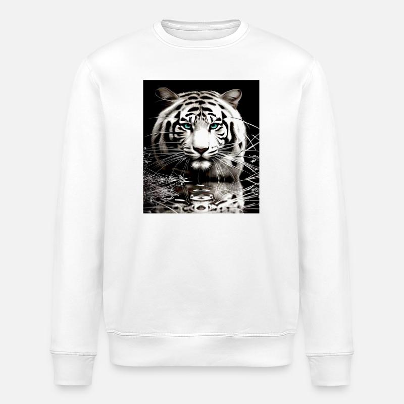 Weißer Tiger - Stanley/Stella Unisex Bio-Sweatshirt ROLLER - Weiß