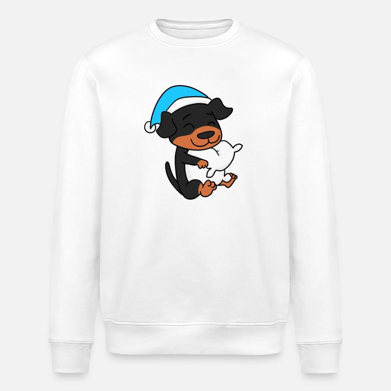 Rottweiler Chien Sleeping Fatigue - Sweat bio ROLLER Stanley/Stella Unisexe - blanc