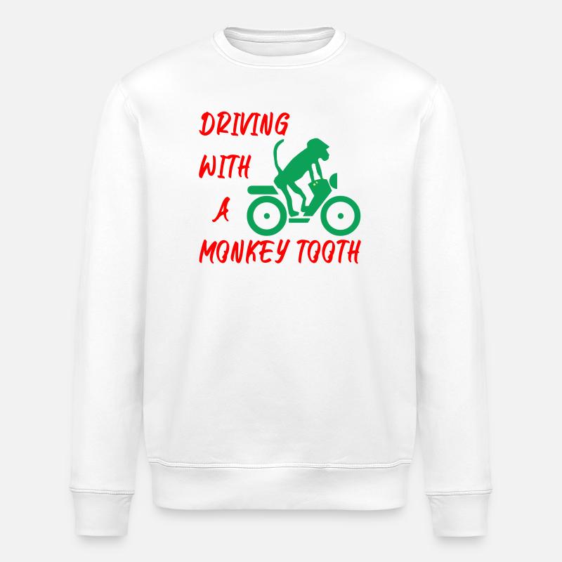 Driving with a monkey tooth - Affenzahn - Stanley/Stella ROLLER Unisex Organic Sweatshirt - white